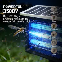 HYKOONT Electronic Mosquito Zapper - Solar LED Outdoor Insect Attractor, 3500V Triple Tube, Dusk-to-Dawn UV-C Technology for Summer Gardens, Electronic Mosquito Killers with Bug & Fly Control Solutions, Insect Attractor Electronic Mosquito Killers summerw