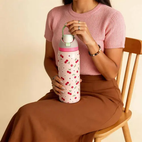 Cherry Blossom Pattern Insulated Stainless Steel Water Bottle, 24oz/32oz/40oz, Dual Layer, Portable for Sports, School, Travel and Gym, Perfect as a Gift, Stylish Tumbler, Insulated Tumbler, Drinkware #GLOBAL PICKS