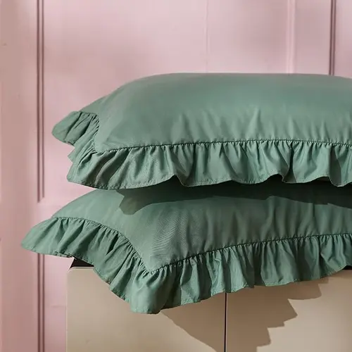 Bedsure 2-Piece Ruffle Pillow Case Set, Double-Brushed Plush Touch Microfiber Pillow Shams with Envelope Closure, Machine Washable Bed Accessories for Bedroom Decor (Back to School)