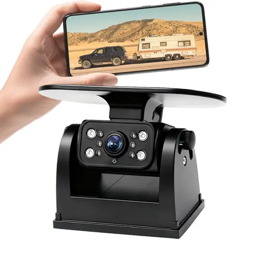 Strong Magnetic Wireless Backup Camera for iPhone Android, WiFi Hitch Camera Rechargeable Battery for Hitch Gooseneck Travel Boat Horse Trailer Truck Camper RV Front Rear View Reverse Back up