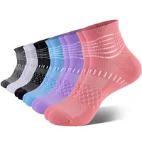 IRAMY Women's Elastane Compression Socks - 6 Pairs Sweat Wicking, Anti-Sore Ankle Socks for Plantar Fasciitis Relief, Cushioned Athletic Use, Sweat Wicking Socks
