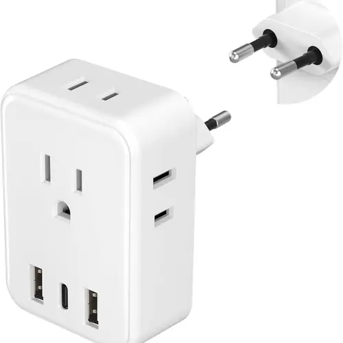 BN-LINK European Travel Plug Adapter: Charge 7 Devices Simultaneously with 4 AC Outlets & 3 USB Ports (1 USB-C) – Compact Type C Travel Adapter for US to Most of Europe (Iceland, Spain, Italy, France, Germany & More), Usb Multi Plug, Usb Socket