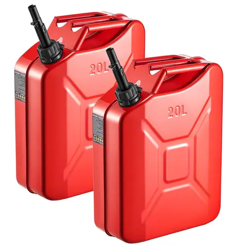 【Summerfinds】VEVOR 5.3 Gal Metal Fuel Jerry Can with Spout, Comfort Handle, Smooth 6 L/min Pouring, Leakproof & Corrosion-Resistant, Wide Pouring Tube, Car Tool for Cars, 2 Packs, 6 L/Min Max Flow Rate