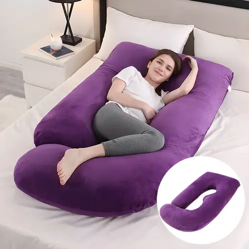 AmoridAge 60-Inch J-Shaped Maternity Body Positioner Pillow for Pregnant Women - Knit Breathable Velvet Cover, Removable Washable, Full Body Support for Back, Belly, Hips, Legs, Maternity Supplies,back to school,back to school shopping,home decor
