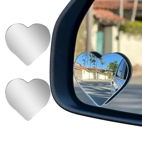 Joytutus 2-Pack Cute Heart-Shaped Frameless Automotive Blind Spot Mirrors - Wide-Angle, 360-Degree Rotatable, Universal Car Fit, Safe Driving Auto Replacement Accessories for Cars