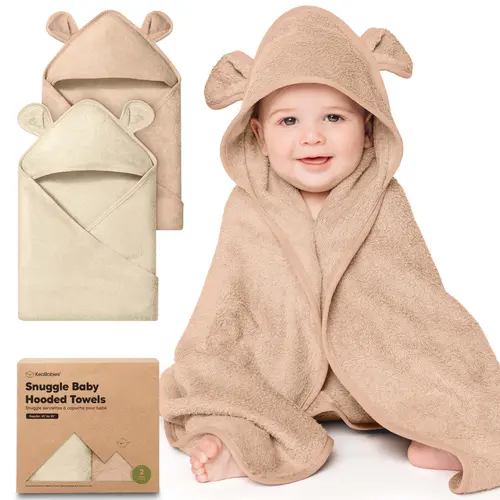KeaBabies 2-Pack Hooded Baby Towels for Newborn - Soft & Absorbent Viscose from Bamboo Baby Bath Towels with Hood for Infant, Toddler, Kids, Boys Girls, Newborn Bath Essentials
