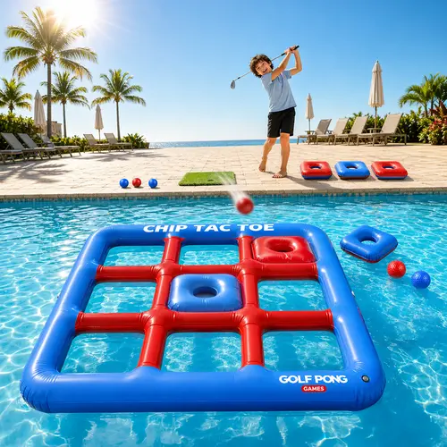 Golf Pong Chip Tac Toe Outdoor Chipping Game - Fun for Mom, Dad, Groomsmen - Ideal for Backyard, Pool Parties