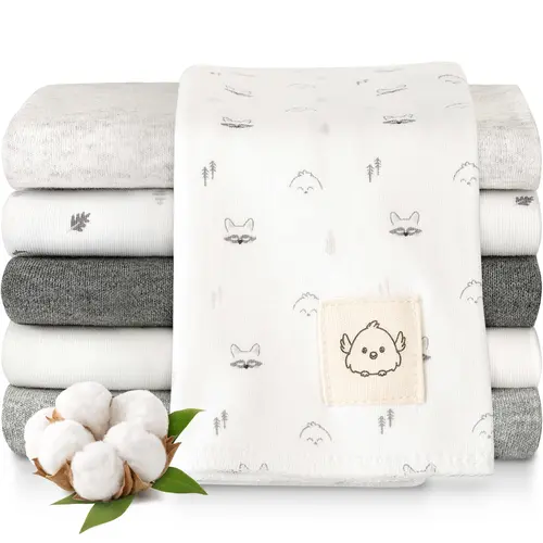 Organic Burp Cloths Baby Boy, Girl - 6-Pack Large 100% Cotton Burping Cloths for Babies, Spit Up Rags, Super Absorbent, Ultra Soft Newborn Rag, Gender Neutral, Machine Washable, Durable