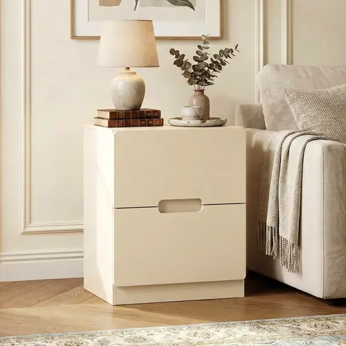 【Summervibes】RoyalCraft 2 Drawer Nightstand, Modern Bedside Table with Handless Design, Wood Side Table for Bedroom, Living Room, Hallway