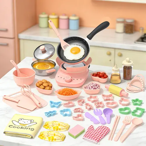 Kids Real Cooking Set with Mini Electric Stove, 45 PCS Montessori Mini Cooking Set with Safe Knife & Kitchen Tools, Cooking Set for Beginner Chef Ages 6-12 Boys & Girls