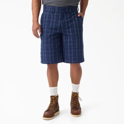 Dickies Plaid Work Shorts, 11", Relaxed Fit Full Zip, Workwear Style Classic Cotton