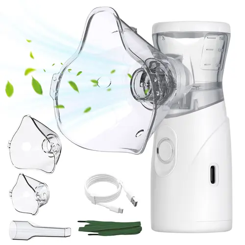 Handheld Mesh Nebulizer for Adults & Kids – Portable USB Rechargeable Inhalation Therapy Device, Includes Dual Masks – Compact & Efficient Breathing Treatment for Home, Travel & On-the-Go Use, Comfortable & Respiratory Relief #SummerVibes