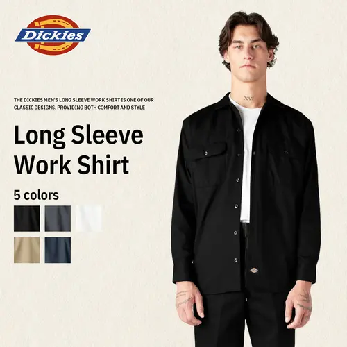 Dickies Long Sleeve Work Shirt,Men's Sleeve Workwear,Classic Fit,Moisture-Wicking Technology, Easy-Care Finish,Doghouse Sleeve Plackets Casual Menswear