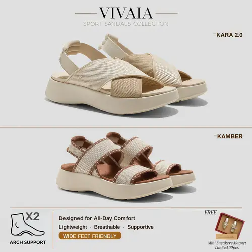 VIVAIA Women's Orthopedic Sport Sandals - Wide Fit Kara 1.0/Kara 2.0/Kamber, Arch Support, Herbal Insole, Ultra-Lightweight Rocker Sole, Elastic Strap, Platform, Cushioned, Sporty Chic, All Seasons Walking Travel Shoes