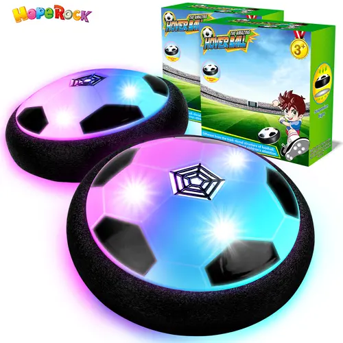 Hope rock 2 Pack Hover Soccer Ball Toys, Indoor Soccer Ball for Toddlers with LED Lights and Foam Bumper, Outdoor Birthday Gifts for 3 4 5 6 7 8+ Year Old Boys Girls