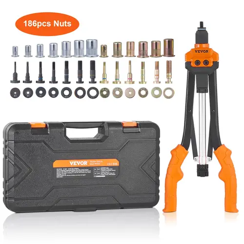 【Summerfinds】VEVOR Rivet Nut Tool 16 inch Rivnut Tool Kit with 13PCS Metric and SAE Mandrels & 186PCS Rivet NutsSemi-auto RetractionM3M4M5M6M8M10M121/4-205/16-183/8-161/2-138-3210-24, Hand Tools, Hardware,father'sdaygifts