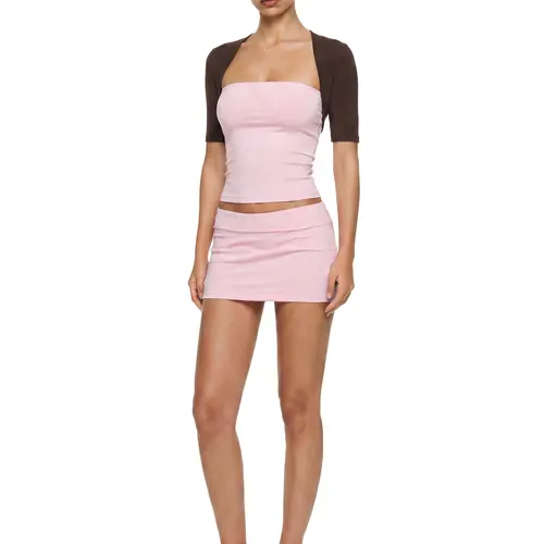 FDR Women's Square Neck Half Sleeve T-Shirts Mock Layered Shrug Tee | Slim Fit Cropped Half Sleeve Top with Contrast Color Soft Stretch Knit Everyday wear & Workout #Summervibes Casual Style Womenswear