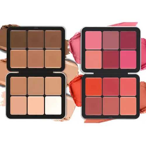 12 Color Cream Concealer & Blush Palette Set, 2 Boxes Cosmetics Makeup Palette, Long-lasting Natural Flawless Concealer and Soft Glow Blush, Professional Makeup Set for Women & Girls