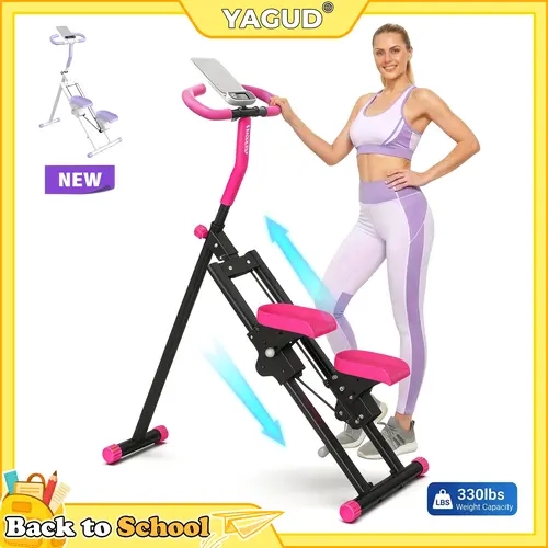 BACKTOSCHOOL Stair Stepper w/ Handlebar, Extended Step Range Climber Machine for Legs & Core Workouts, Home Workout Equipment