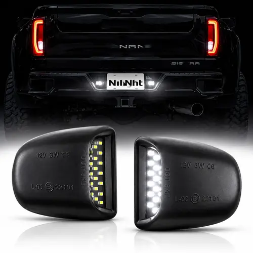 Full LED License Plate Light Tag Lamp Assembly Replacement for Chevy Silverado 1500 2500 3500 Suburban Tahoe GMC Sierra Yukon XL for Escalade, 6000K White, Pack of 2