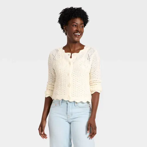 Women's Western Crafted Cardigan - Style-Focused Garment with Long Sleeves, Ribbed Details, Premium Fabric