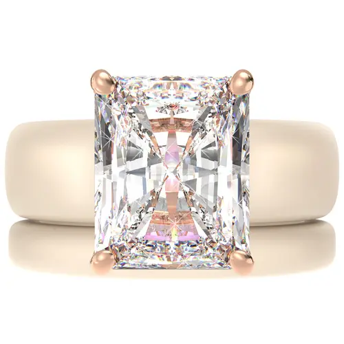 RINFIT Women's Patent Emerald Cut Stone Silicon Rings - 2-Piece Stackable Thin Band Matching Set, 10x8 mm CZ, GlowStone Collection