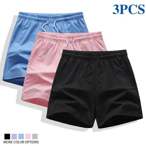 Women's 3-Pack Basic Sweat Shorts, Soft and Breathable Athletic Wear Bottoms with Elastic Waist and Drawstring for Summer Fitness, Bottom, Everyday Sweatshort, Shorts For Women, Polyester Blend,travel essentials,camping essentials, Breathable Knit