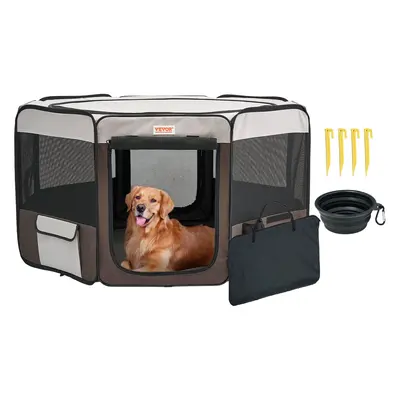 VEVOR 46-in Foldable Durable Puppy Playpen Enclosure, Portable 600D Oxford Cloth Kennel with Waterproof Fabric & Removable Zipper, for Indoor/Outdoor Use