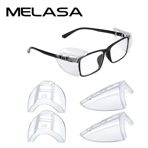 MELASA Slip-On Easy Safety Glasses with Side Shields for Prescription Eyeglasses, Flexible TPU, Cycling & Outdoor Wear, Fits Small-Large Frames, Wind Protection