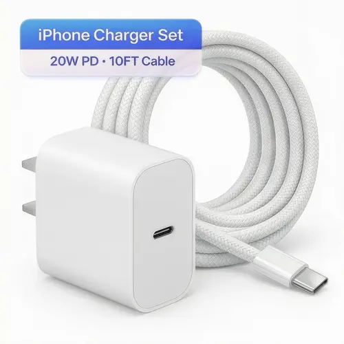 iPhone Charger Set, 10FT Cable & 20W PD Fast Charger For iPhone 17/16/15/14/13/12/11/XR/XS Max/8/7/6/5 iPad & AirPods Fast Charging Cord Cellphone