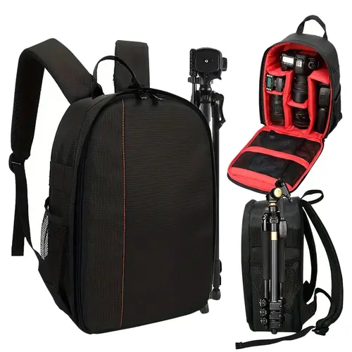 Camera Bag Backpack, DSLR SLR Camera Case Compatible with Canon/Nikon/Sony/Fuji/Gopro/DJI , Waterproof Photography Backpacks with Rain Cover for Women Men, Black, Tripod, Card summerwins