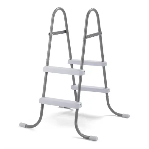 Above Ground Swimming Pool Ladder, Multi-Size (33/42/52in) for Wall Height Pools, Stable Steel Frame, Gray with White Steps, Safe Access, Easy Entry and Exit, Outdoor Home Improvement Accessory, Pool Equipment, Easy Wall Pool Fit
