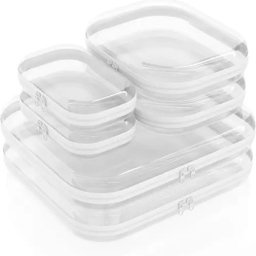 3/6PCS Clear Hard Shell Zipper Case for Storage, Portable Waterproof Cosmetic Bag with Zipper, Plastic Clear Pencil Case, Toiletry Pouch, Travel Organizer, Toy Storage Bins