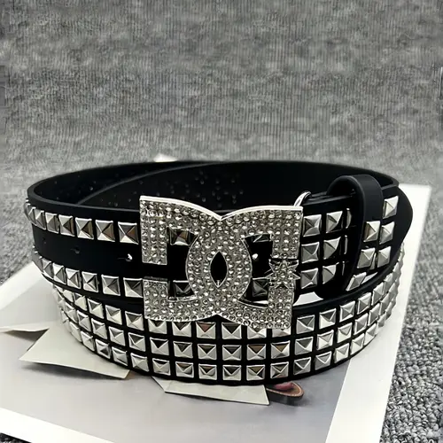 Y2K Punk Waistband Luxury Women's Rhinestone Punk Style, Hot Girl Fashion Studded Leather Embellishment, Unique Style Accessory, Rhinestone Decorated Belt, Costume Waist Belt, Trendy Belt