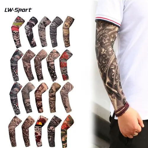 10Pcs Temporary Tattoo Cooling Arm Sleeves | TattooTok OutdoorTok SunSafeTok UPF UV Protection Sleeves | Nylon Spandex for Cycling Fishing Golf Hiking Outdoor Sports