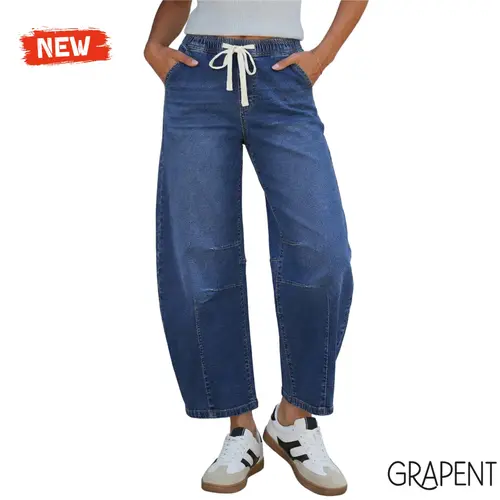 GRAPENT Barrel Jeans for Women High Waisted Cropped Wide Leg Stretch Denim Pants, Relaxed Fit Jeans for Summer to Early Fall Outfits, Cropped Flare Jeans,summerwins,summeroutfits,vacationoutfits,beachoutfits,back to school shopping