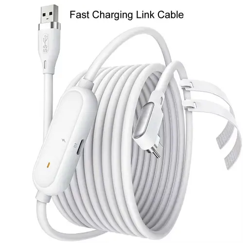 Link Cable 16FT for PCVR Compatible with Meta Oculus Quest 3S Quest 3 2 Pro Pico 4 Accessories and PC SteamVR, High Speed PC Data Transfer, USB 3.1 to USB C Cable for VR Headset White,back to school,back to school haul Cord Electronic Gadgets