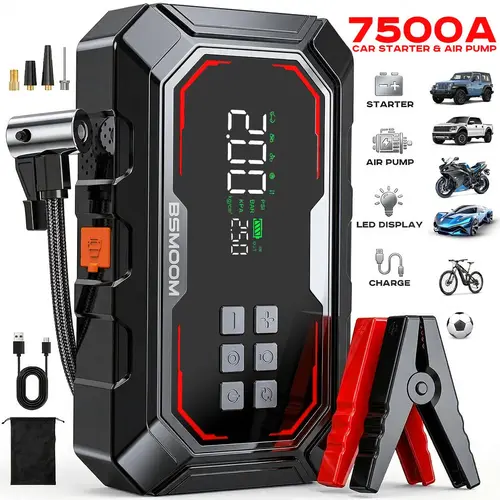 BSMOOM 8500A Peak 25000mAh (ALL 10.0L Gas & 8.0L Diesel Engines)12V Portable Jump Starter with 150PSI Air Compressor