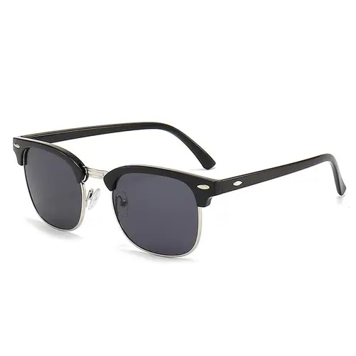 Vintage Retro Rivet Half-Frame Aviator Mirrored Sunglasses for Women, Men's Trendy Casual Shades for Outdoor Sports & Activities, Trendy Casual Sunglasses,summerwins,father'sdaygifts,campingessentials,campinggear,camping essentials
