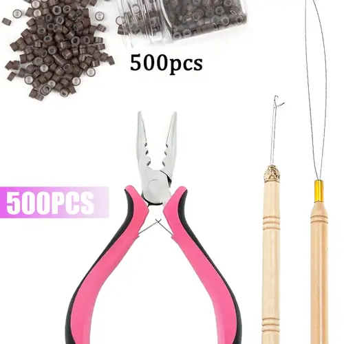 Hair Pliers for Bead Extensions Set, Micro Hairs Extension Kit, Microlink Beads Tools, Plier Micro Rings Loop Needle and Bead Device, Hair Styling Tools, Salon Supplies, Hair Salon Equipment