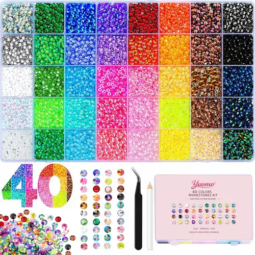 40000Pcs DIY bedazzled kit Jelly Multicolor Synthetic Rhinestones Resin Flatback Beads for Art, Bedazzler Kit for Crafting Book Shoes Nail Art