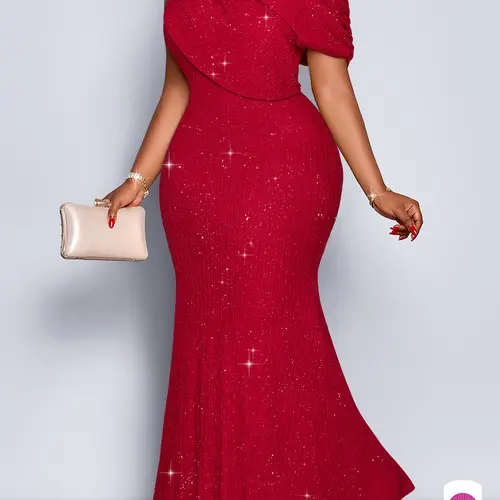 Spring Summer Elegant Style Plain Big Size Women's Dress, Asymmetrical Neckline High Waist Ruched Bodycon Fit Long Dress, Casual Evening Party Fashion Elegance