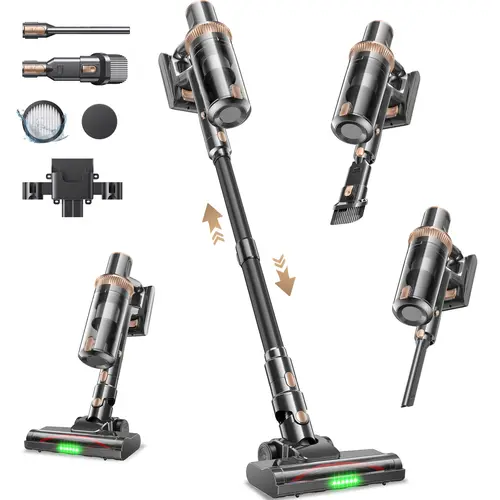 Stick Vacuum Cleaner for Pet Hair, 8-in-1 Handheld Cordless Vacuum with Washable Filter & LED Display, 50 Mins Lightweight for Carpets and Hard Floors