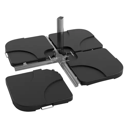 Heavy-Duty Cantilever Patio Umbrella Base Plate Set, 4-Piece, 155lb Capacity – Square Stand with Easy-Fill Spouts for Water or Sand – Durable Outdoor Parasol Base for Garden, Lawn & Deck – Black