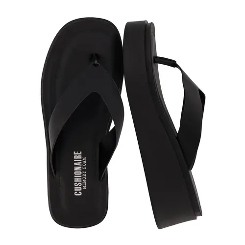 Cushionaire Pippin Chunky Platform Flip Flops - Stylish Wedge Thong Sandals for Women with Cushioned Footbed and Durable Flatform Sole