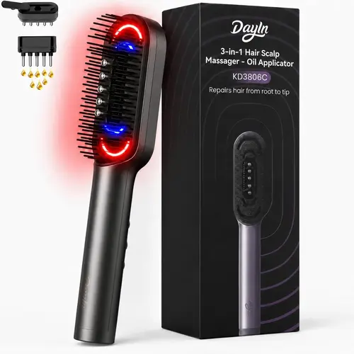 DayIn 3-IN-1 Cordless Electric Scalp Massager - Hair Oil Applicator, Waterproof Red Light Hair Brush, Deep Clean Comb for Home & Travel,back to school,back to school haul