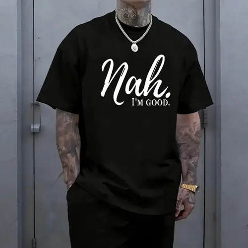 Men’s 100% cotton loose street-style T-shirt with a satirical humor graphic print—a trendy urban casual short-sleeve top, a best-selling funny and ironic fashion piece. tiktokshopspringglowup,father'sdaygifts