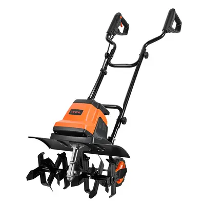 【summerfinds】VEVOR Corded Electric Tiller, 18 Inch Tilling Width Garden Rototiller, 15-Amp Motor Heavy-Duty Tilling Machine, Cultivator with Steel Tines and Foldable Handle, for Lawn, Yard, and Gardening Care