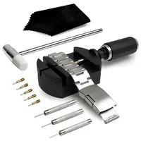 11 PCS Watch Link Removal Kit, Watch Band Sizing Tool for Bracelet Adjustment, Pin Remover, Watch Hammer & Spring Bar Tool, Watch Repair Kit (Black) Watch Repair Tools Watch Repair Tools, Plastic, Resize Without Glue