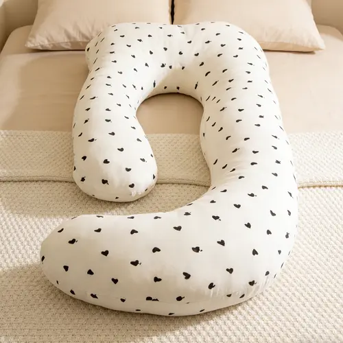 Maternity J-Shape Pillow - Detachable Crystal Velvet, Ergonomic Support, J-Shape Belly Hold, Abdominal & Side-Lying Care, Lumbar Support Solutions for Maternity Needs